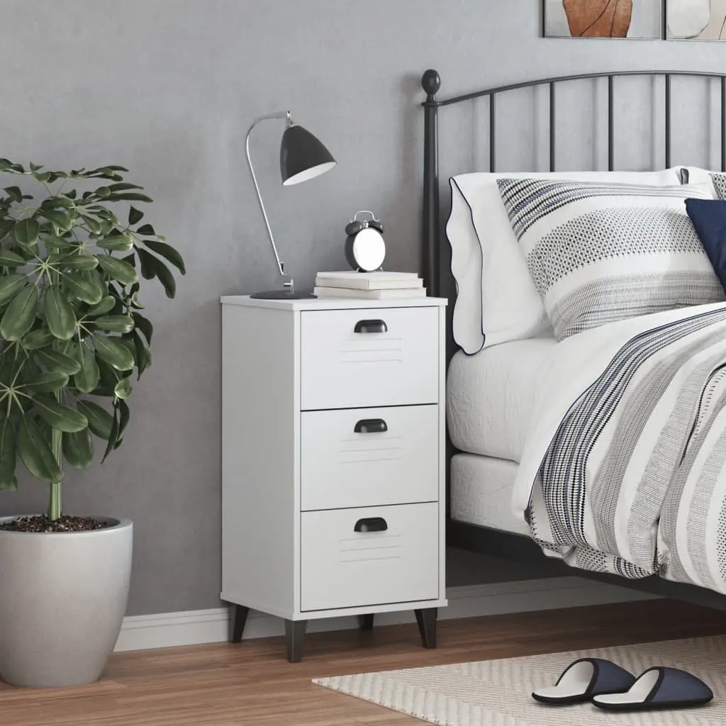 Bedside Cabinet White Engineered Wood Nightstand Bedroom Storage Table