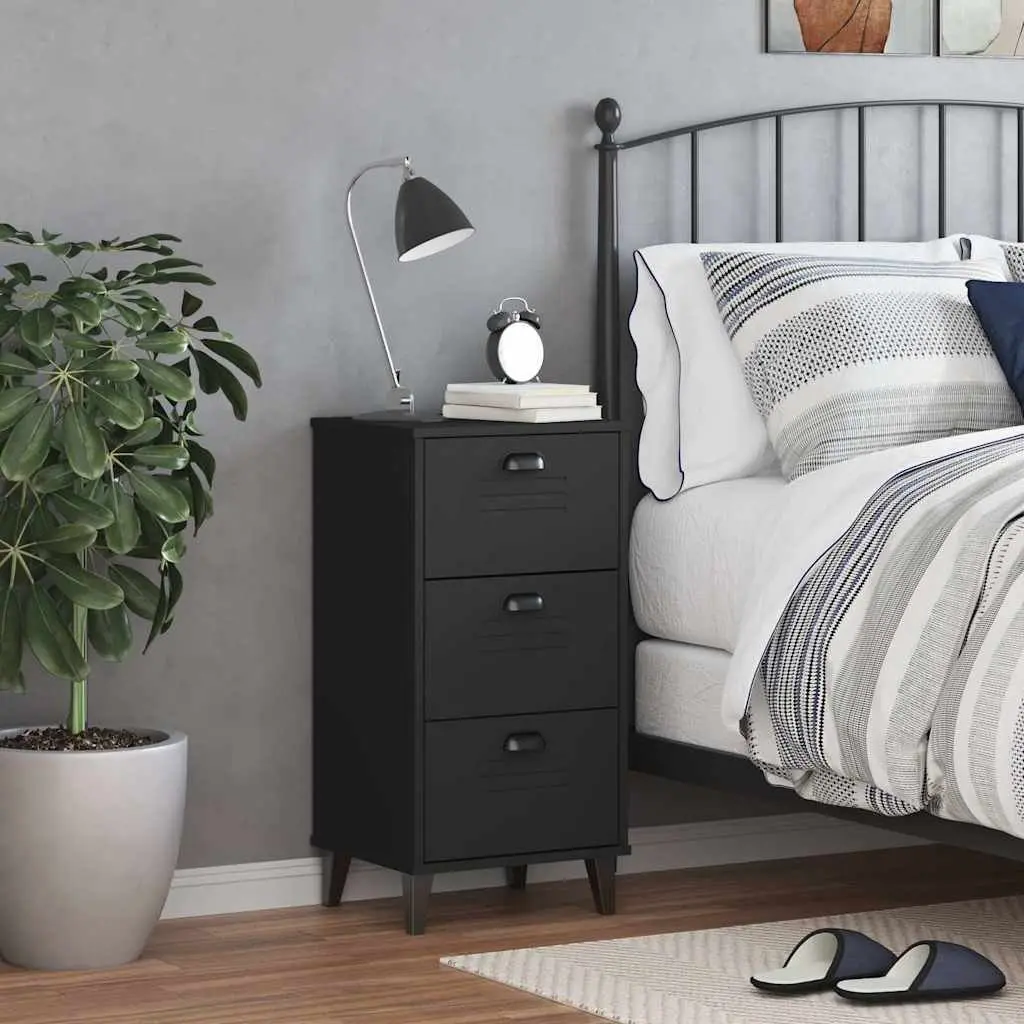 Bedside Cabinet Storage End Table Black Engineered Wood