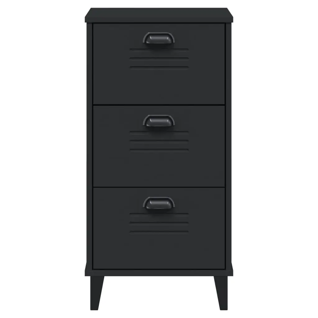 Bedside Cabinet Storage End Table Black Engineered Wood
