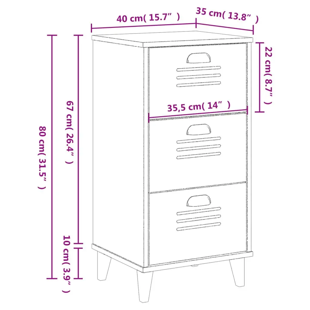 Bedside Cabinet Storage End Table Black Engineered Wood