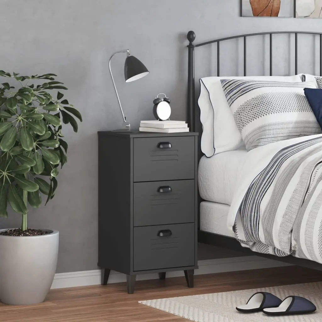 Bedside Cabinet Storage Table Engineered Wood Anthracite Grey