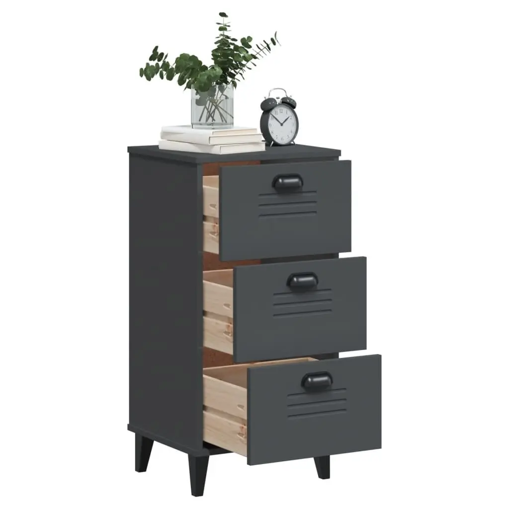 Bedside Cabinet Storage Table Engineered Wood Anthracite Grey