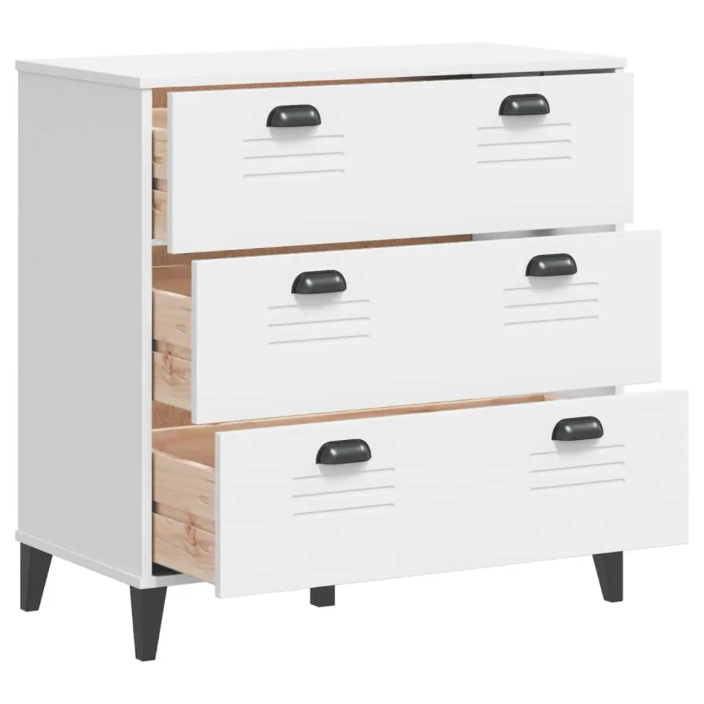 Drawer Cabinet White Storage Organizer Engineered Wood Industrial Furniture