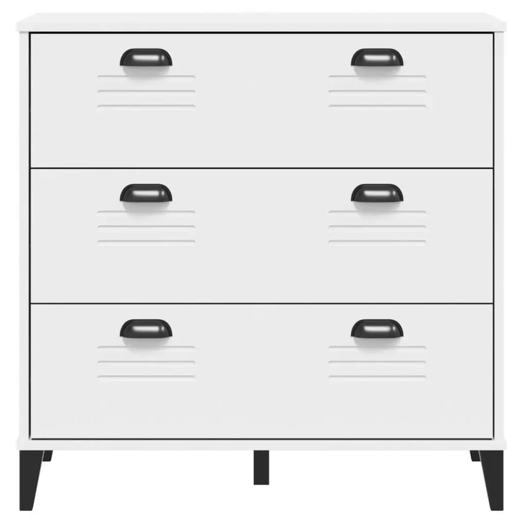 Drawer Cabinet White Storage Organizer Engineered Wood Industrial Furniture
