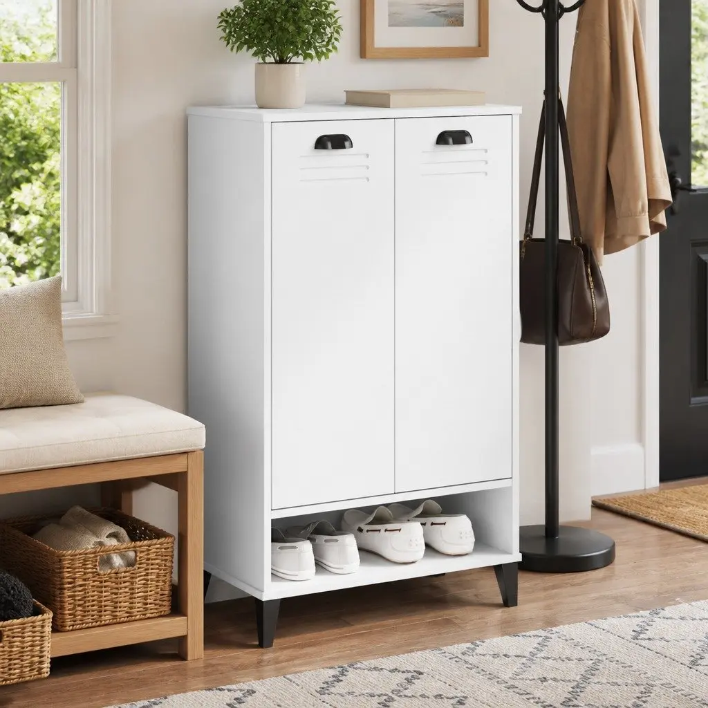 Shoe Cabinet Storage Organiser White Engineered Wood Home Decor
