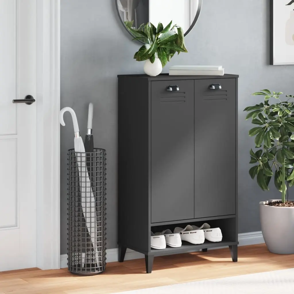 Shoe Cabinet Storage Organiser Anthracite Grey Engineered Wood Unit