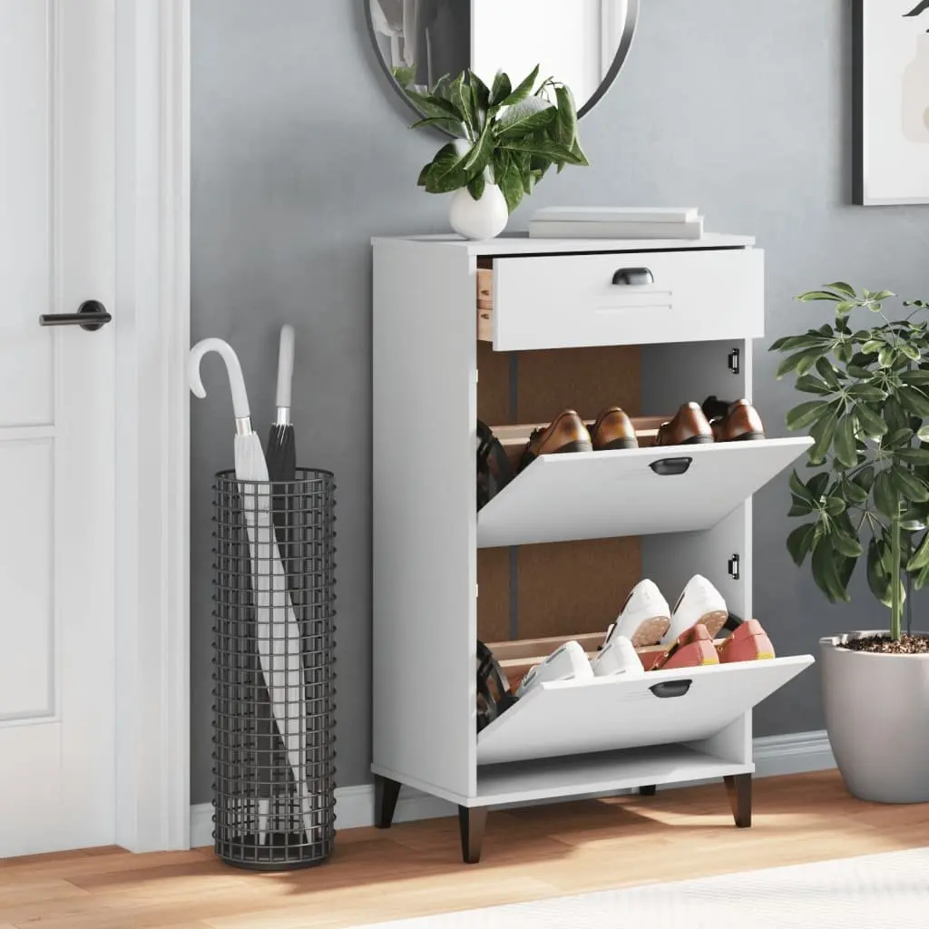 Shoe Cabinet Storage Organiser Flip Drawer White Engineered Wood