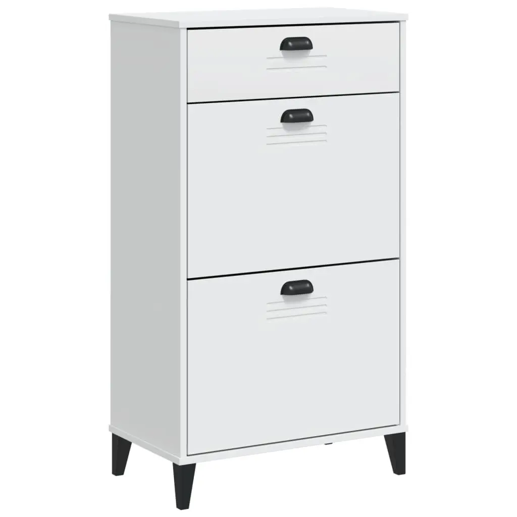 Shoe Cabinet Storage Organiser Flip Drawer White Engineered Wood