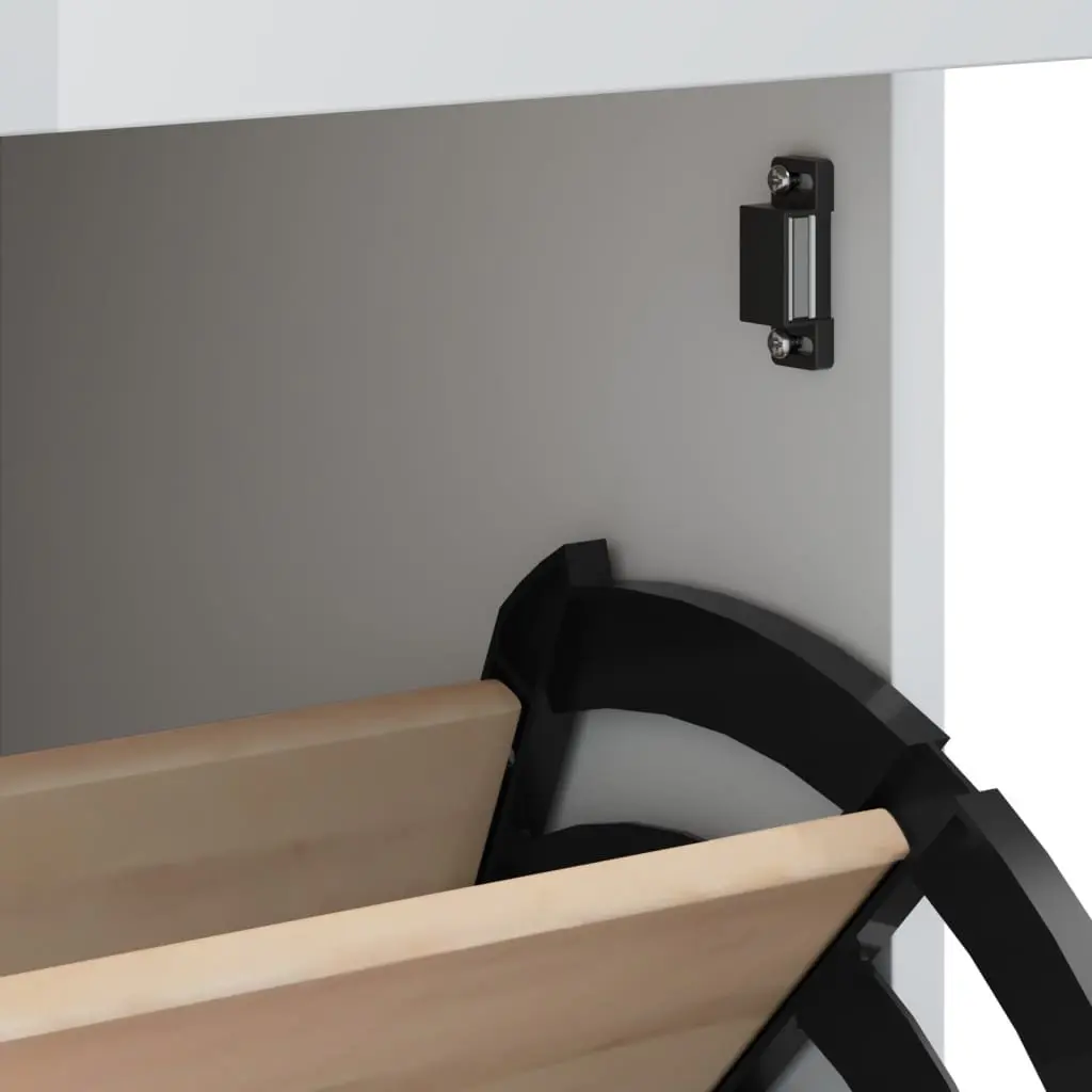 Shoe Cabinet Storage Organiser Flip Drawer White Engineered Wood