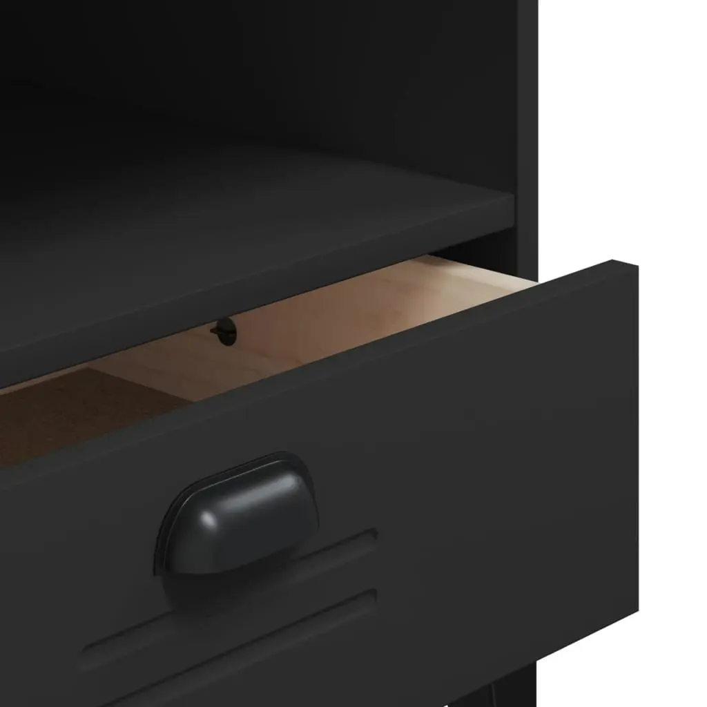 TV Cabinet Black Engineered Wood Media Storage Unit Industrial Design Sideboard