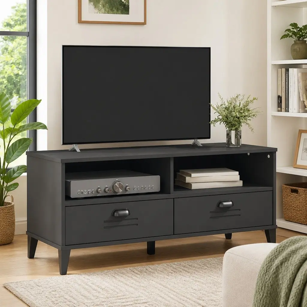 TV Cabinet Media Storage Unit Anthracite Grey Engineered Wood