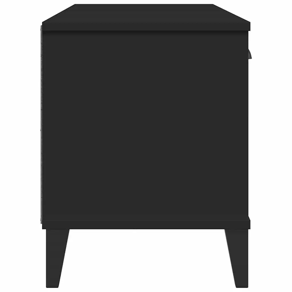 Shoe Bench Storage Organiser Cabinet Industrial Design Black Engineered Wood