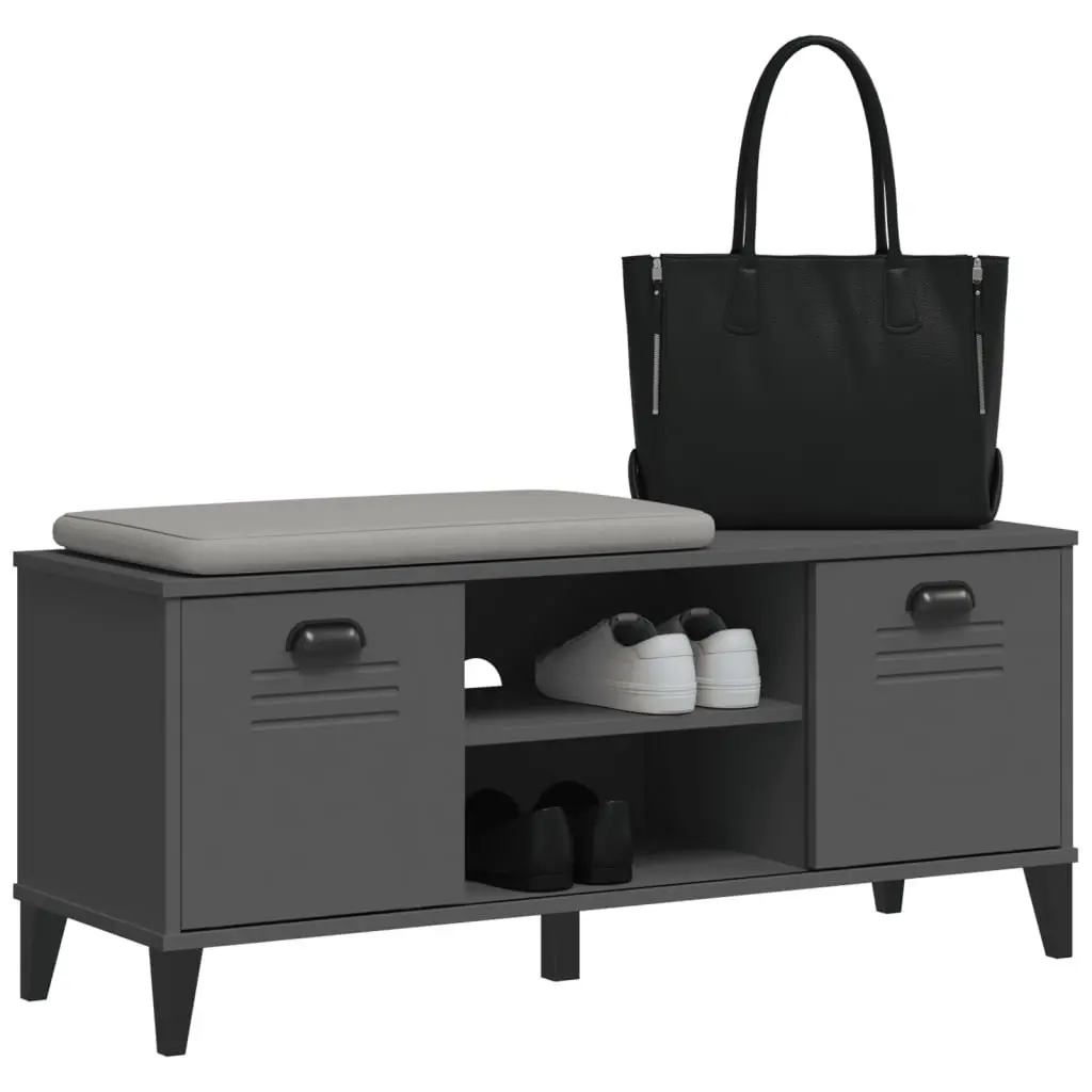Shoe Bench Anthracite Grey Engineered Wood Storage Rack Organiser Entryway 106 x 35 x 45 cm