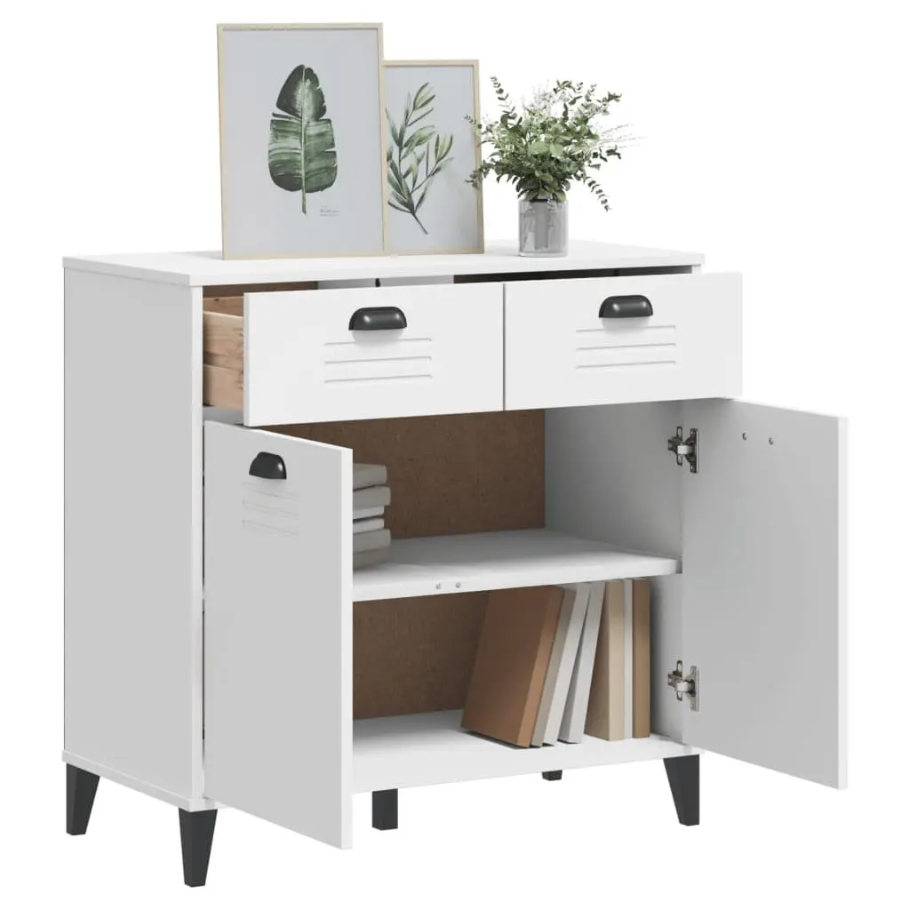 Sideboard White Industrial Design Storage Cabinet 80x40x80 cm Engineered Wood