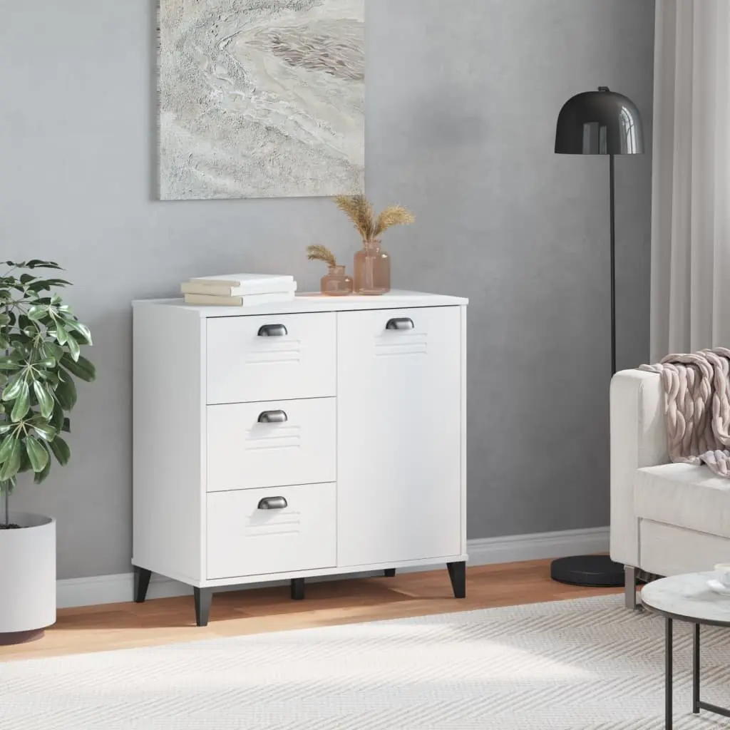 Sideboard White 80x40x80cm Industrial Design Cabinet Storage Buffet Hallway
