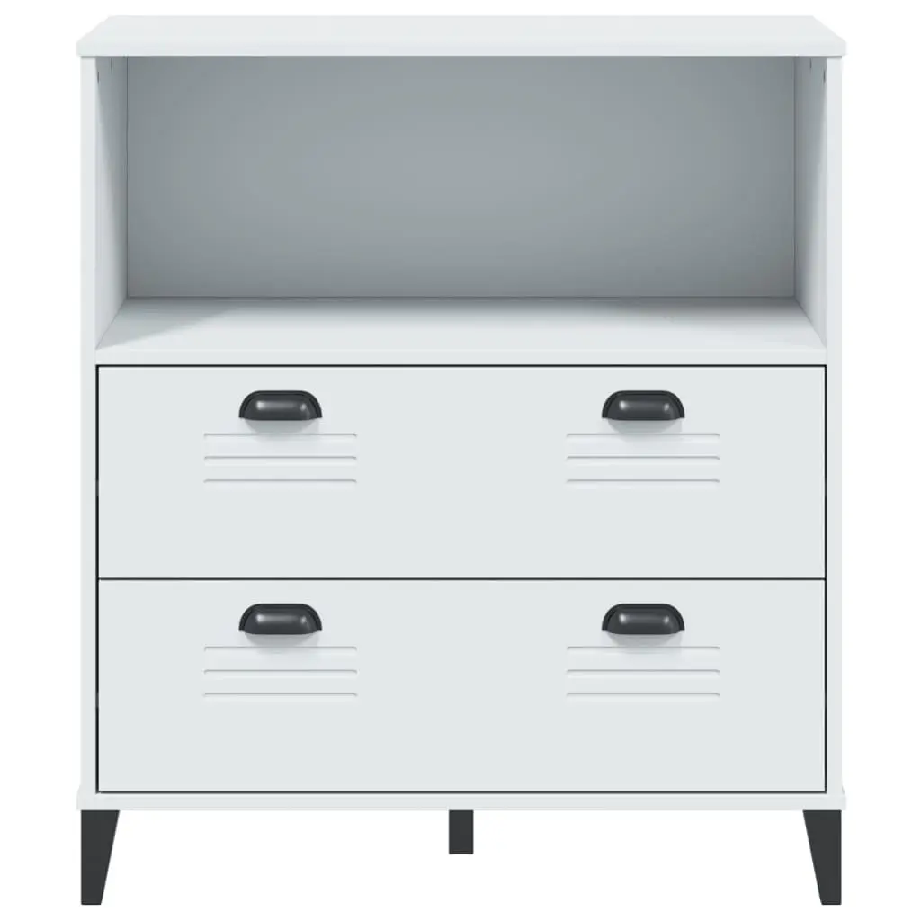 Bookcase White 80x40x90 cm Industrial Design Storage Shelving Unit Engineered