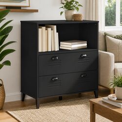 Reliable Black Industrial Bookcase with Ample Storage 80x40x90cm