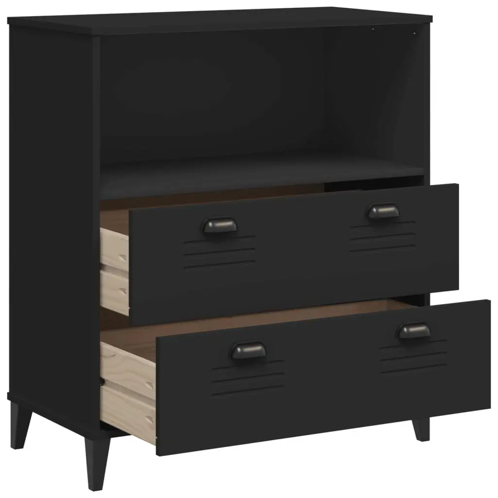 Storage Cabinet Bookcase Industrial Shelving Unit Black 80cm x 40cm x 90cm
