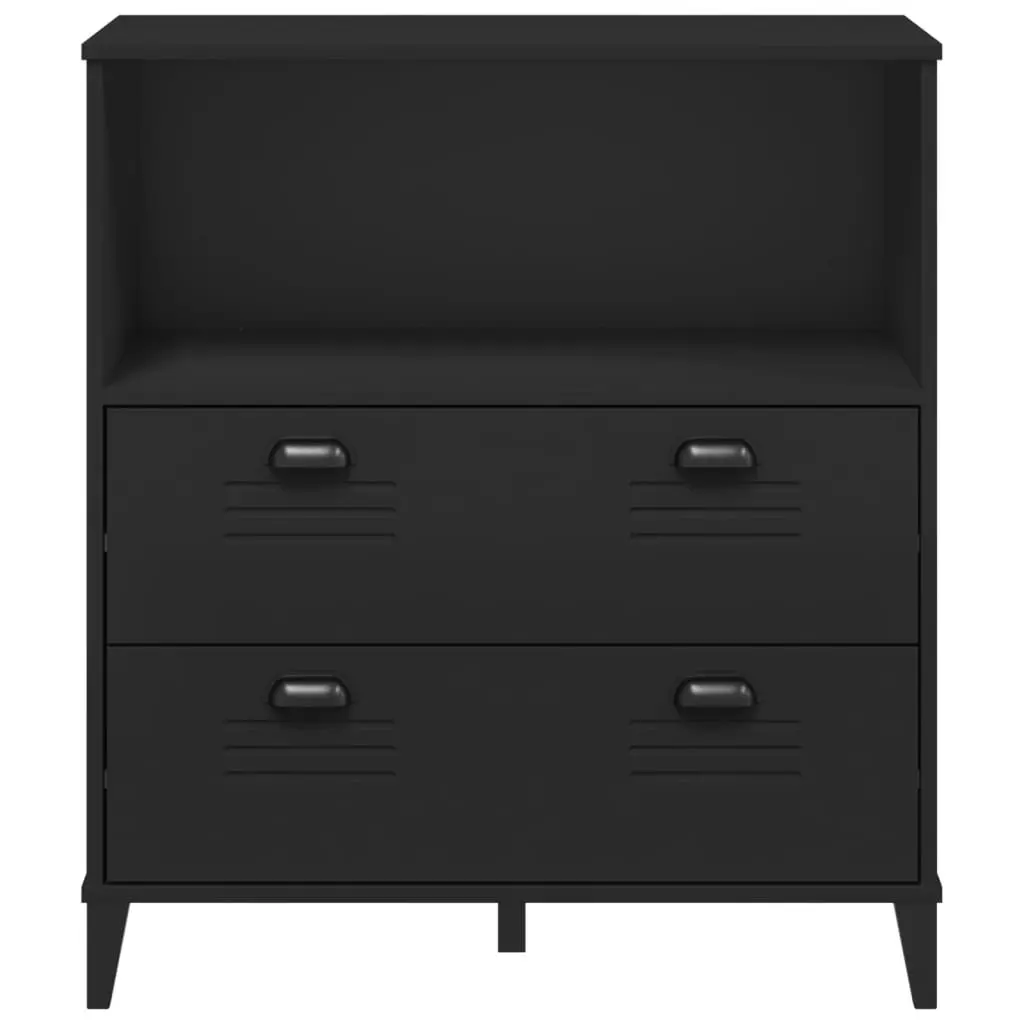 Storage Cabinet Bookcase Industrial Shelving Unit Black 80cm x 40cm x 90cm