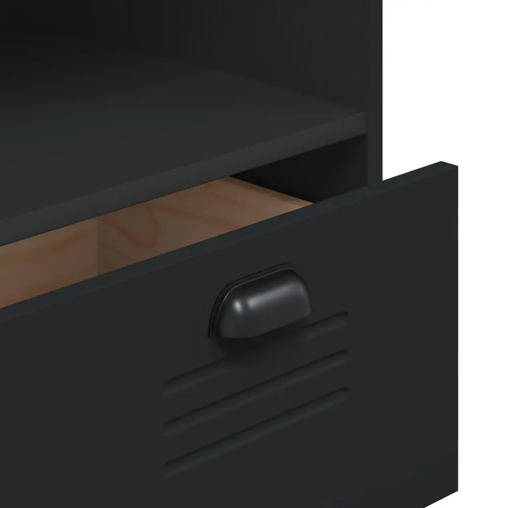 Storage Cabinet Bookcase Industrial Shelving Unit Black 80cm x 40cm x 90cm