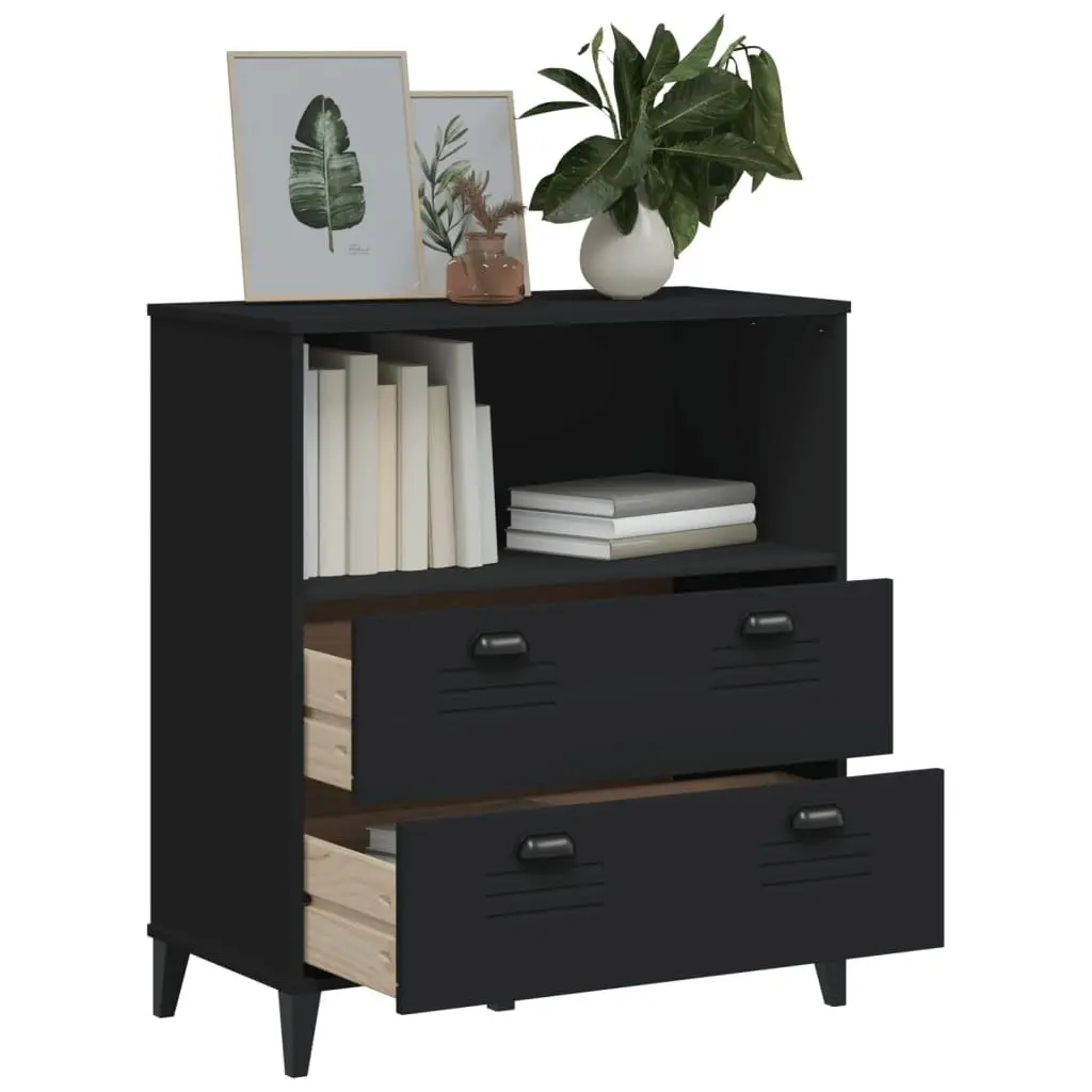 Storage Cabinet Bookcase Industrial Shelving Unit Black 80cm x 40cm x 90cm