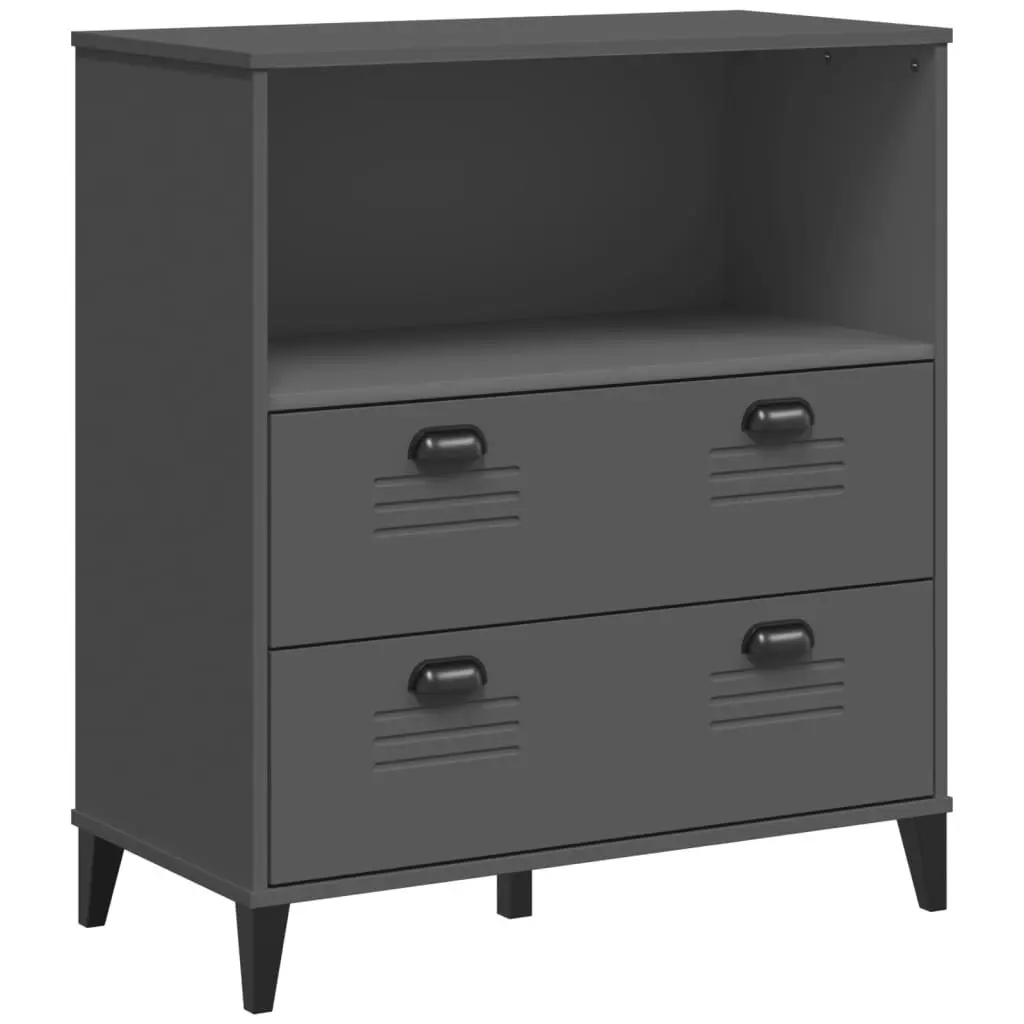 Bookcase Industrial Design Anthracite Grey Storage Shelves Cabinet Engineered