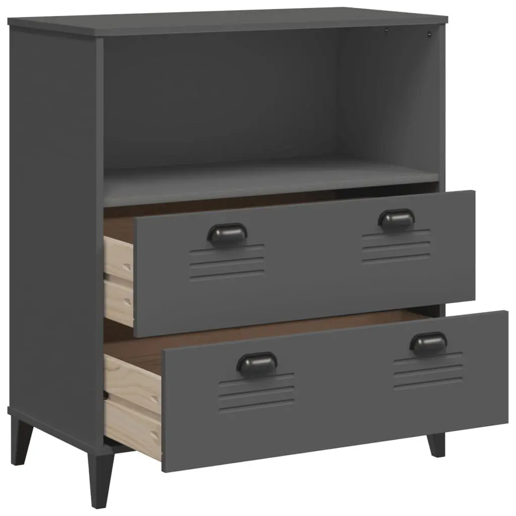 Bookcase Industrial Design Anthracite Grey Storage Shelves Cabinet Engineered