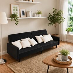 Comfortable Black Velvet Sofa Bed for Guests
