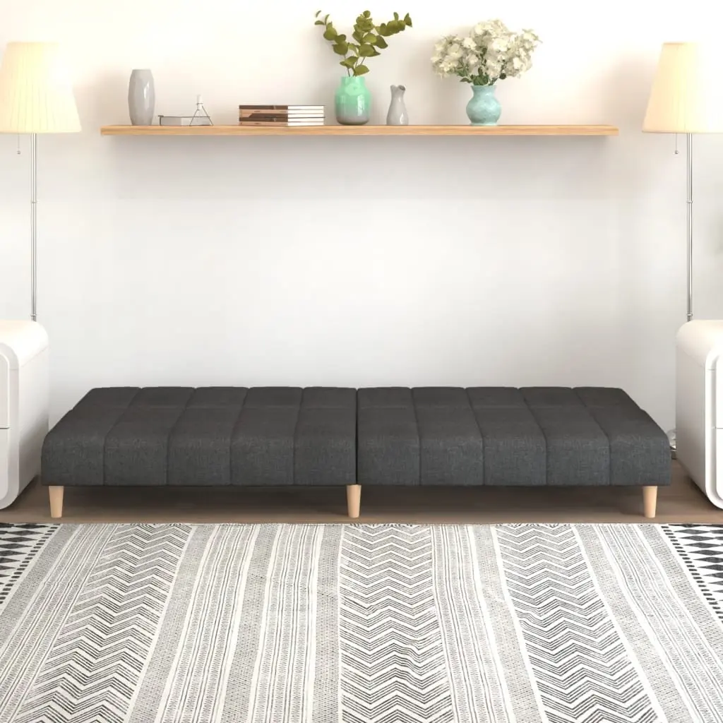2-Seater Sofa Bed Grey Fabric Convertible Day Bed Guest Sleeping Furniture