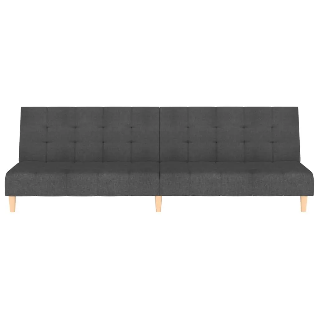 2-Seater Sofa Bed Grey Fabric Convertible Day Bed Guest Sleeping Furniture