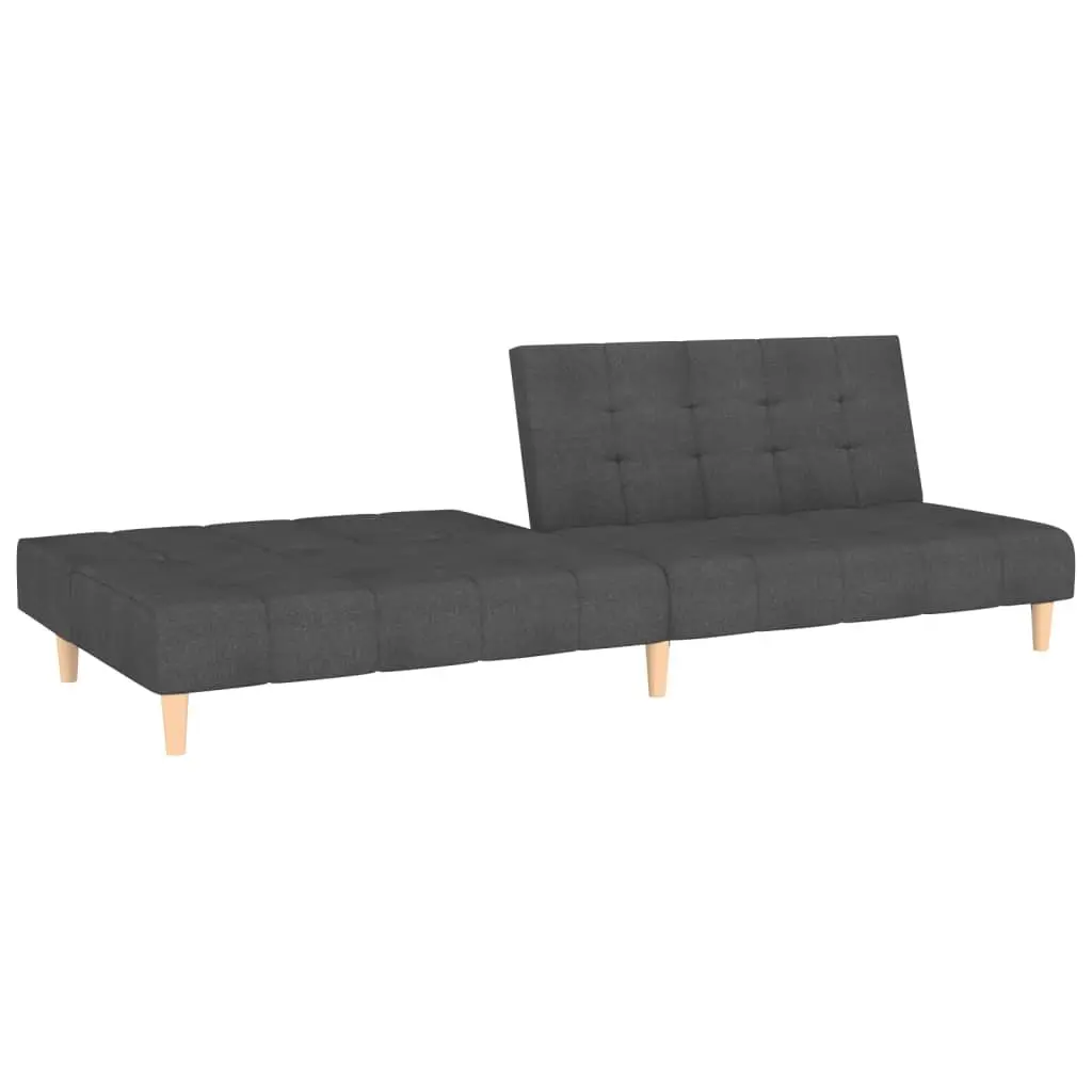 2-Seater Sofa Bed Grey Fabric Convertible Day Bed Guest Sleeping Furniture