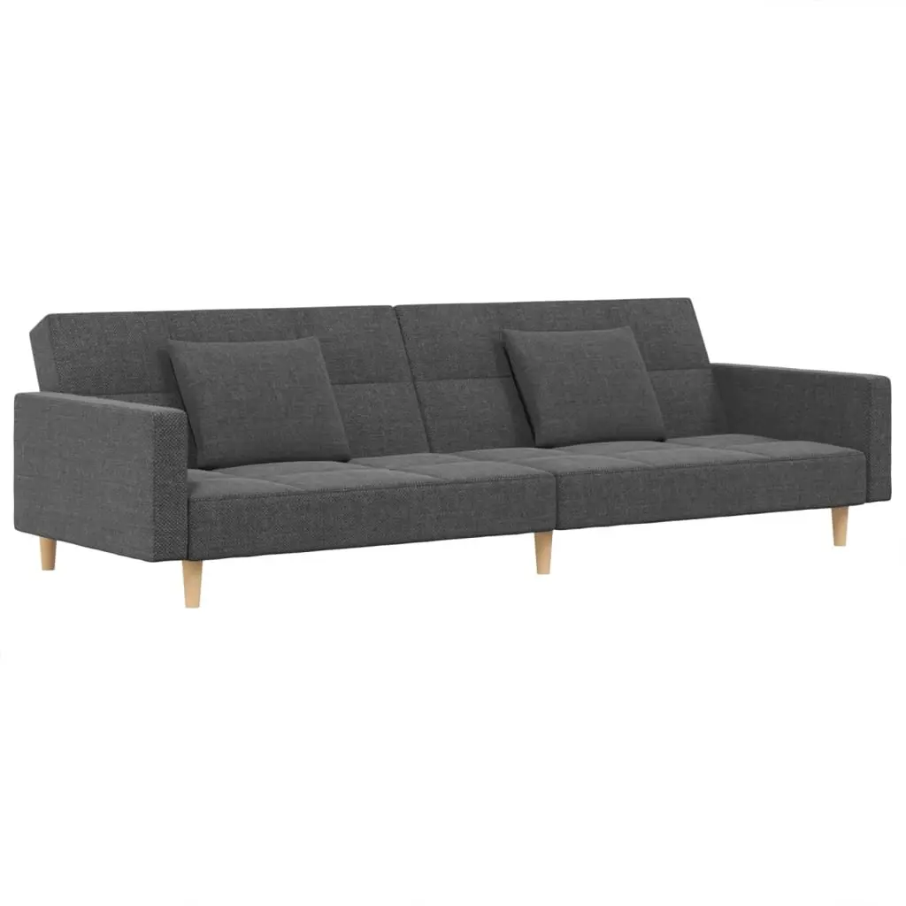 2-Seater Sofa Bed Light Grey Fabric Day Bed Guest Sleeper
