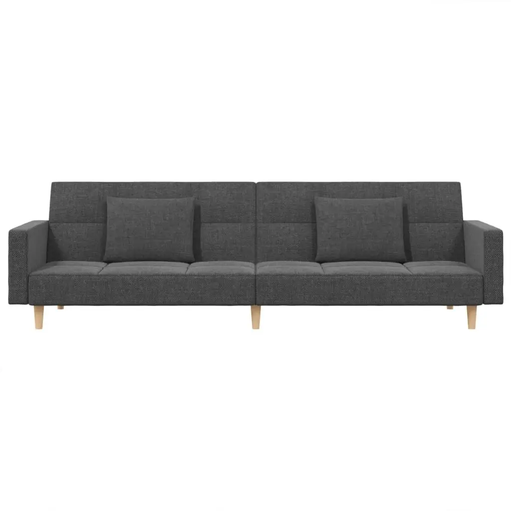 2-Seater Sofa Bed Light Grey Fabric Day Bed Guest Sleeper