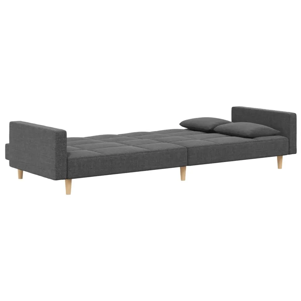 2-Seater Sofa Bed Light Grey Fabric Day Bed Guest Sleeper