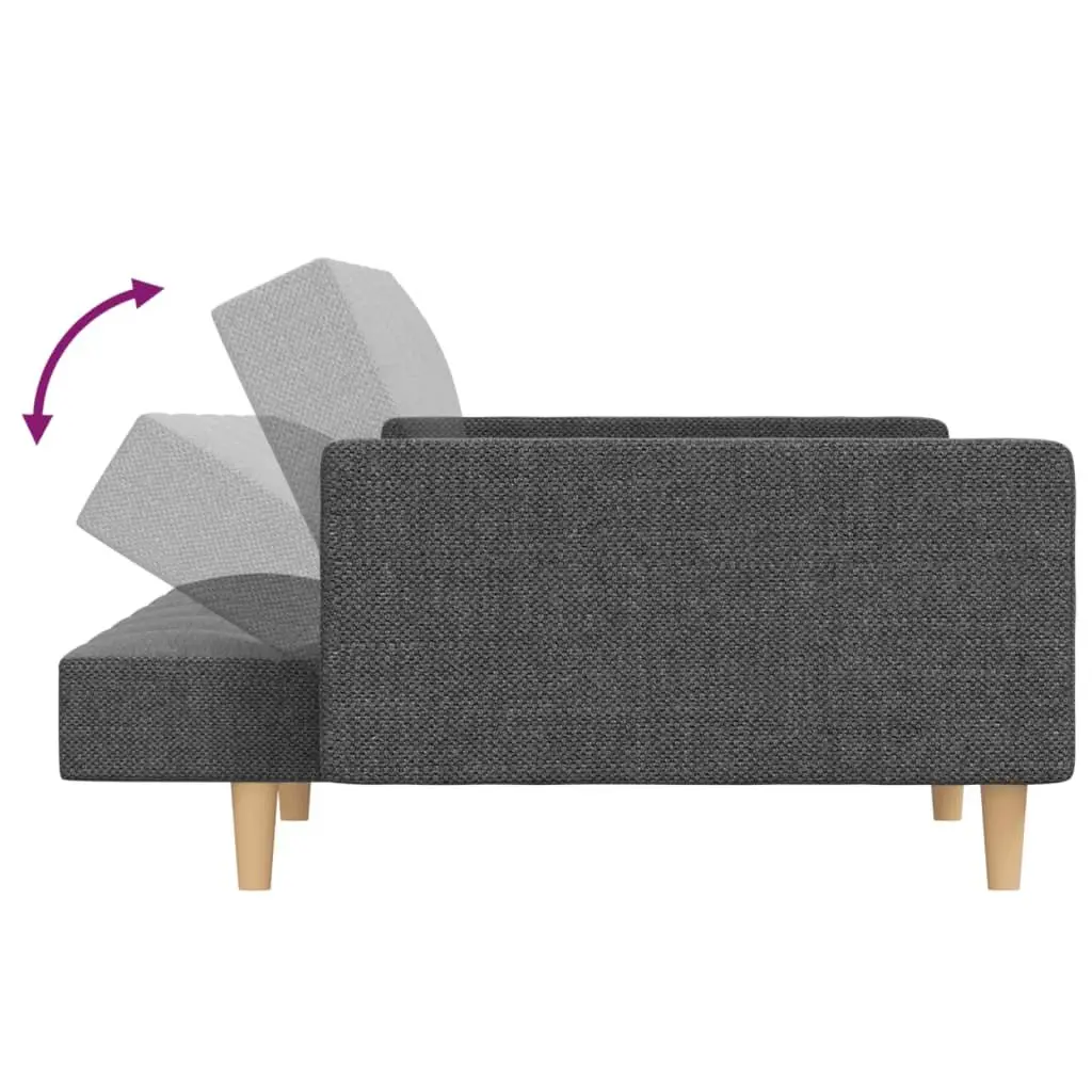 2-Seater Sofa Bed Light Grey Fabric Day Bed Guest Sleeper