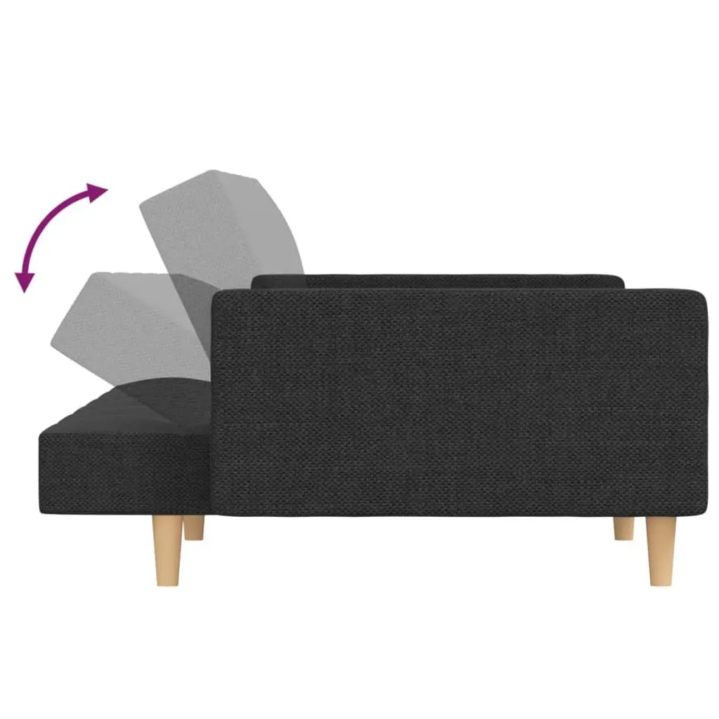 2-Seater Sofa Bed Grey Fabric Convertible Day Bed with Pillows Guest Sleeping