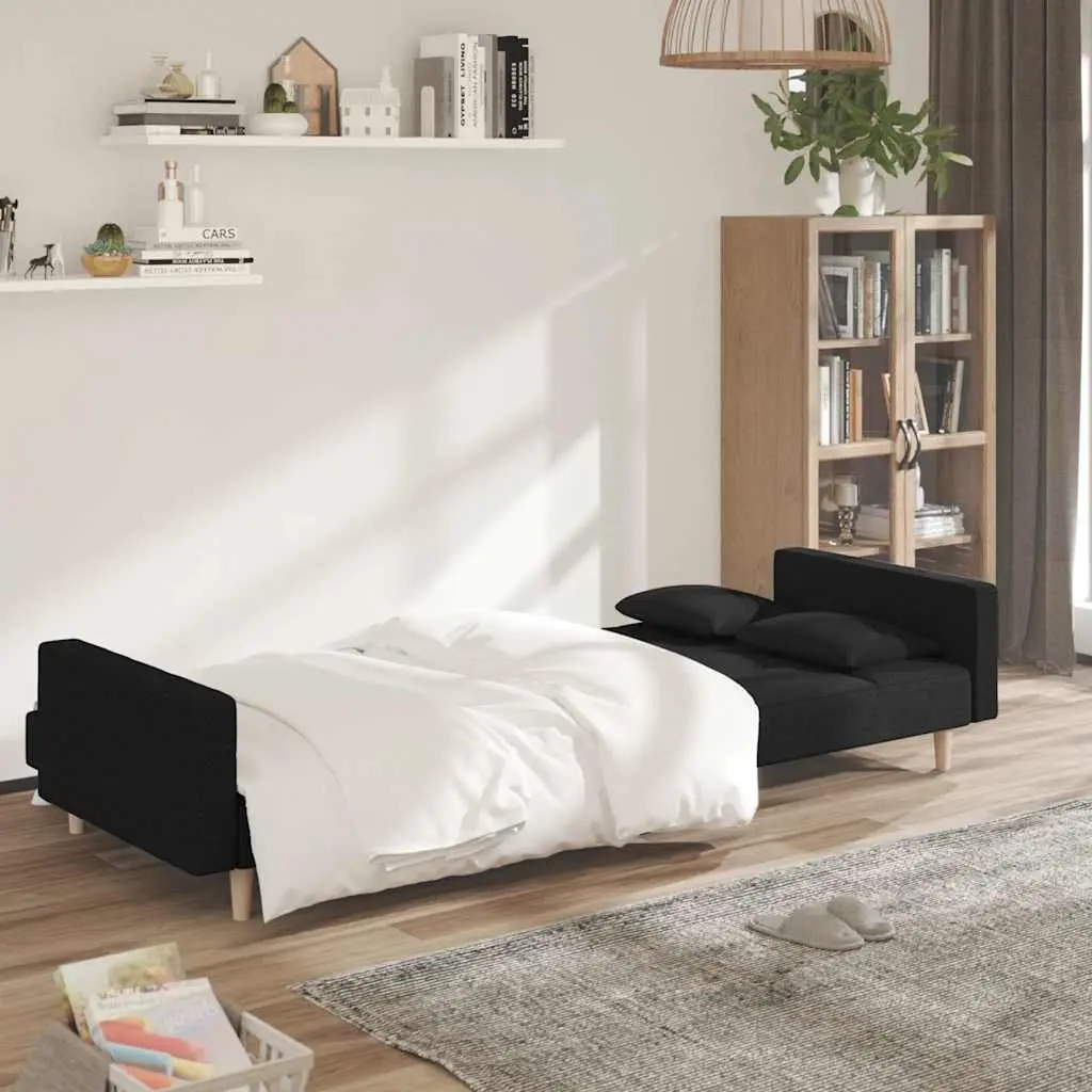 Black Fabric Sofa Bed for Two