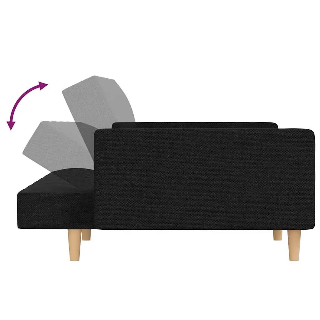 Black Fabric Sofa Bed for Two