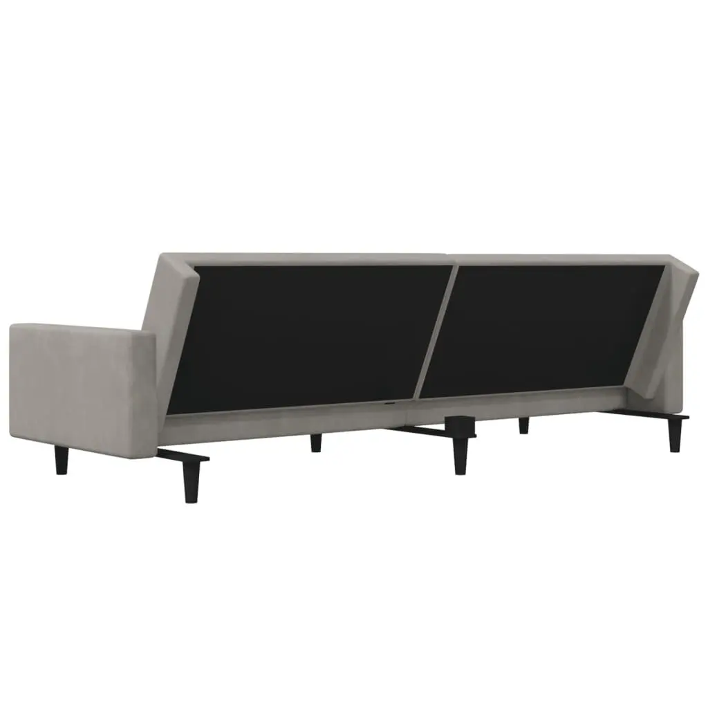 Sofa Bed Convertible Day Bed Grey Velvet 2 Seater with Pillows