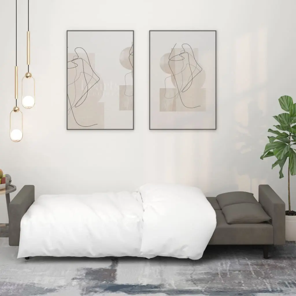 2-Seater Sofa Bed Grey Velvet Convertible Day Bed