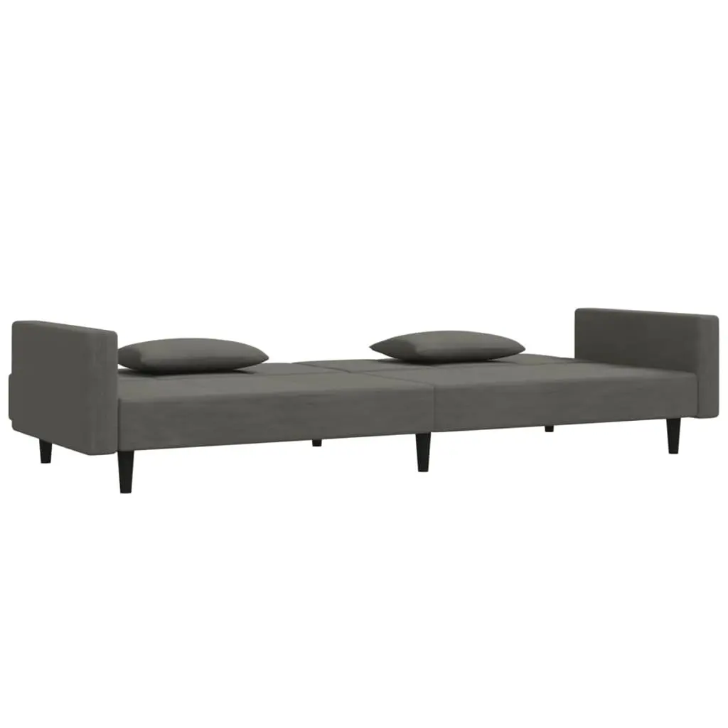 2-Seater Sofa Bed Grey Velvet Convertible Day Bed