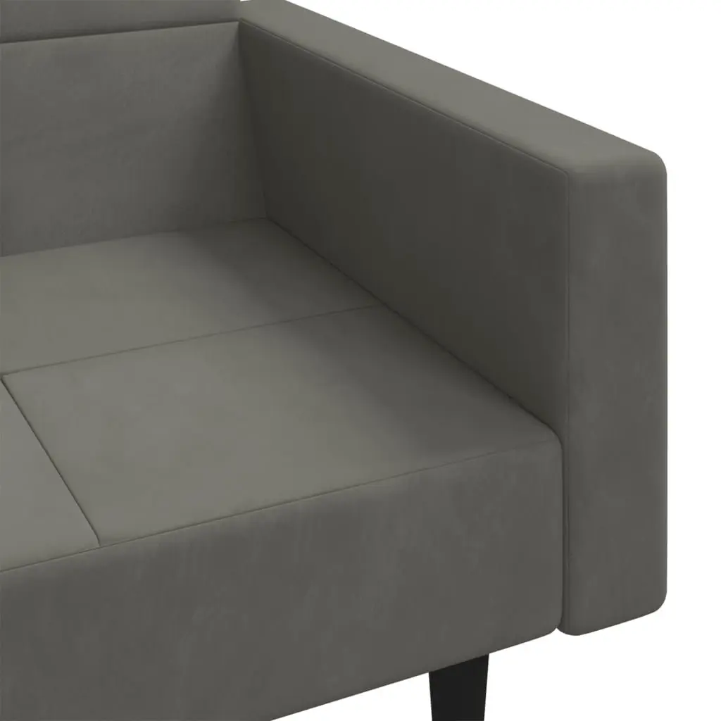 2-Seater Sofa Bed Grey Velvet Convertible Day Bed