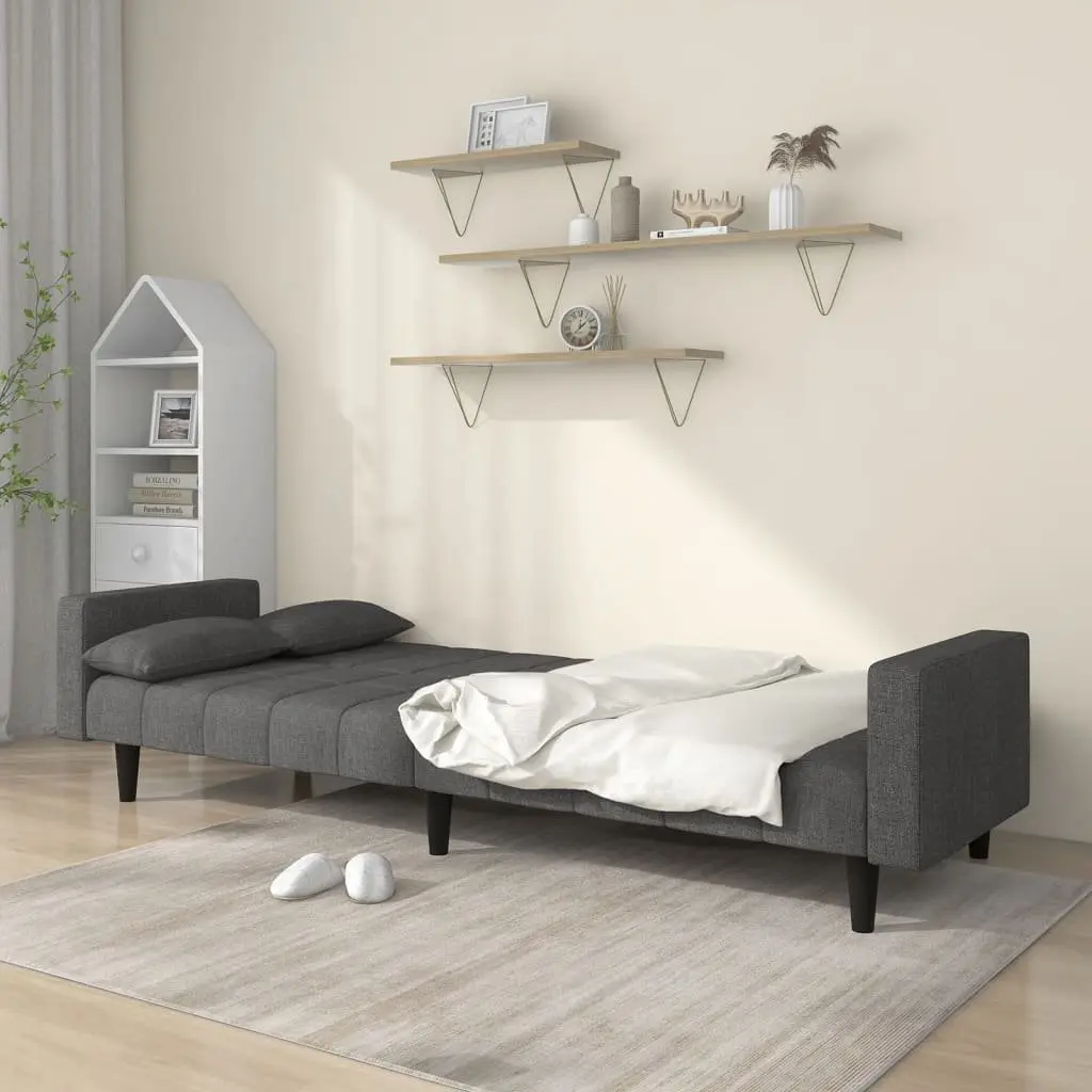 2-Seater Sofa Bed Convertible Daybed Grey Fabric