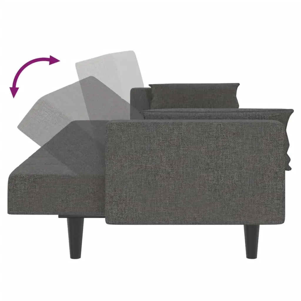2-Seater Sofa Bed Convertible Daybed Grey Fabric