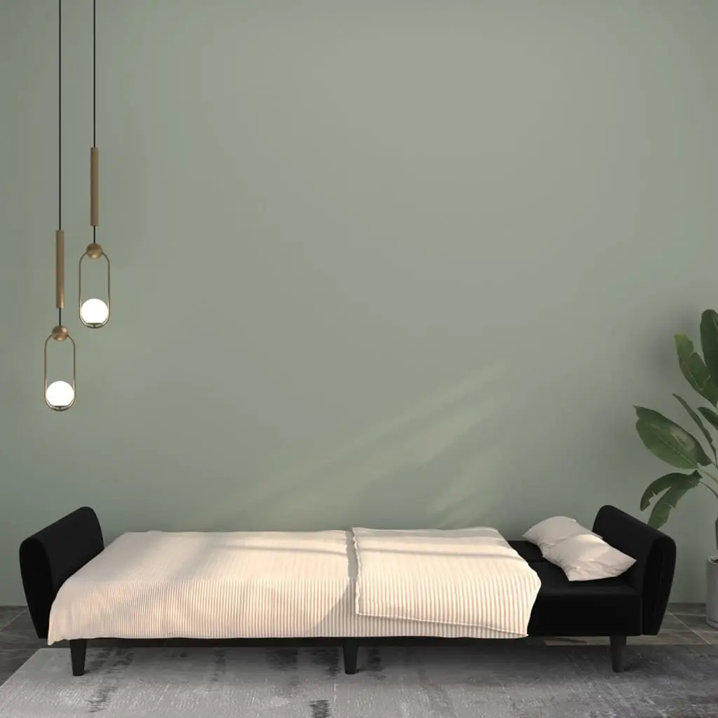 Black Velvet Sofa Bed for Home and Guests