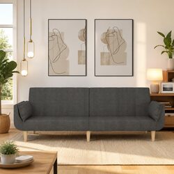 Comfortable Grey Fabric 2-Seater Sofa Bed with Durable Frame