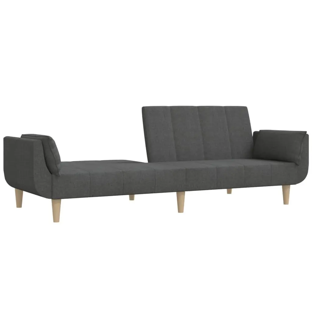 Grey Fabric 2-Seater Sofa Bed with Durable Frame