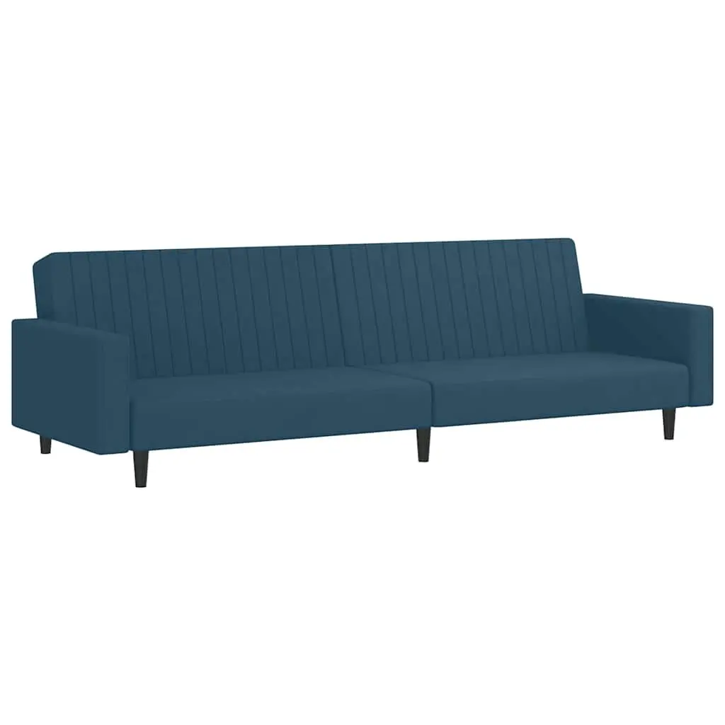 Sofa Bed Convertible 2-Seater Blue Velvet Sleeper Couch