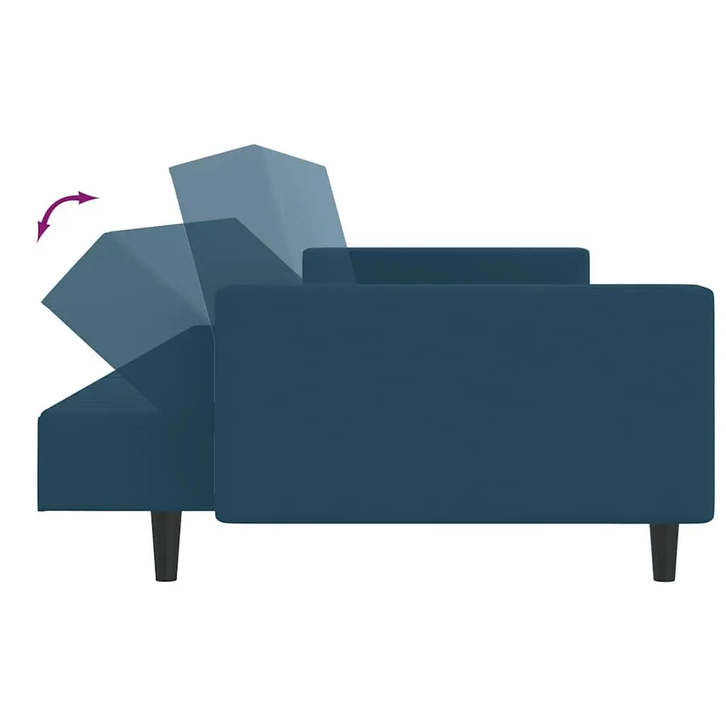 Sofa Bed Convertible 2-Seater Blue Velvet Sleeper Couch