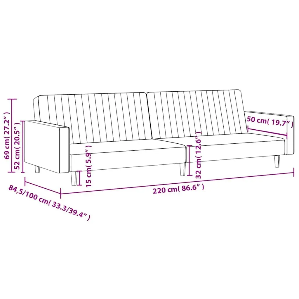 Sofa Bed Convertible 2-Seater Blue Velvet Sleeper Couch